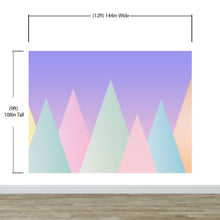 Load image into Gallery viewer, Geometric Triangular Mountain Wall Mural. Pastel Color Peel and Stick Wallpaper. #6388
