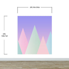 Load image into Gallery viewer, Geometric Triangular Mountain Wall Mural. Pastel Color Peel and Stick Wallpaper. #6388
