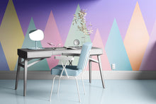 Load image into Gallery viewer, Geometric Triangular Mountain Wall Mural. Pastel Color Peel and Stick Wallpaper. #6388
