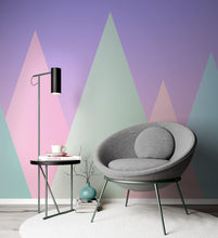 Cargar imagen en el visor de la galería, Geometric Triangular Mountain Wall Mural. Pastel Color Peel and Stick Wallpaper. #6388
