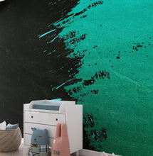 Load image into Gallery viewer, Paint Splash Wall Mural. Emerald Green Brush Stroke Peel and Stick Wallpaper. #6391
