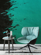 Load image into Gallery viewer, Paint Splash Wall Mural. Emerald Green Brush Stroke Peel and Stick Wallpaper. #6391
