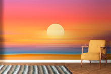 Cargar imagen en el visor de la galería, Orange Sunset Over Beach Wall Mural. Blurred Abstract Sunset Over Coastline. #6393
