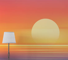 Load image into Gallery viewer, Orange Sunset Over Beach Wall Mural. Blurred Abstract Sunset Over Coastline. #6393
