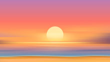 Load image into Gallery viewer, Orange Sunset Over Beach Wall Mural. Blurred Abstract Sunset Over Coastline. #6393
