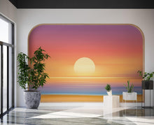 Load image into Gallery viewer, Orange Sunset Over Beach Wall Mural. Blurred Abstract Sunset Over Coastline. #6393
