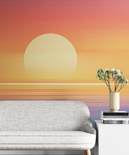 Load image into Gallery viewer, Orange Sunset Over Beach Wall Mural. Blurred Abstract Sunset Over Coastline. #6393
