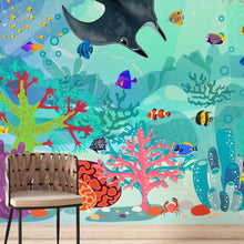 Carregar imagem no visualizador da galeria, Aquarium Underwater Marine Sea Life Wall Mural. #6397
