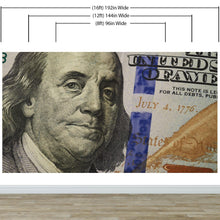 Load image into Gallery viewer, Money Wallpaper. Benjamin Franklin 100 Dollar Bill Wall Mural. #6399
