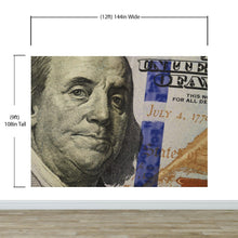 Load image into Gallery viewer, Money Wallpaper. Benjamin Franklin 100 Dollar Bill Wall Mural. #6399
