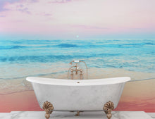 Load image into Gallery viewer, Pastel Color Sunset over the Ocean Horizon Wall Mural. Beach Theme Peel and Stick Wallpaper. #6400
