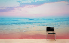 Load image into Gallery viewer, Pastel Color Sunset over the Ocean Horizon Wall Mural. Beach Theme Peel and Stick Wallpaper. #6400
