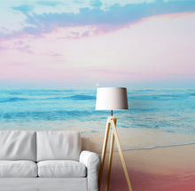 Load image into Gallery viewer, Pastel Color Sunset over the Ocean Horizon Wall Mural. Beach Theme Peel and Stick Wallpaper. #6400
