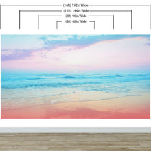 Load image into Gallery viewer, Pastel Color Sunset over the Ocean Horizon Wall Mural. Beach Theme Peel and Stick Wallpaper. #6400
