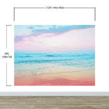 Load image into Gallery viewer, Pastel Color Sunset over the Ocean Horizon Wall Mural. Beach Theme Peel and Stick Wallpaper. #6400
