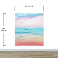 Load image into Gallery viewer, Pastel Color Sunset over the Ocean Horizon Wall Mural. Beach Theme Peel and Stick Wallpaper. #6400
