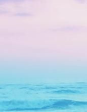 Load image into Gallery viewer, Pastel Color Sunset over the Ocean Horizon Wall Mural. Beach Theme Peel and Stick Wallpaper. #6400
