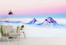 Load image into Gallery viewer, Pastel Color Mountain View on Top of Clouds Wall Mural. Peel and Stick Wallpaper / Removable Wall Mural. #6402
