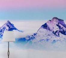 Load image into Gallery viewer, Pastel Color Mountain View on Top of Clouds Wall Mural. Peel and Stick Wallpaper / Removable Wall Mural. #6402
