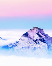 Load image into Gallery viewer, Pastel Color Mountain View on Top of Clouds Wall Mural. Peel and Stick Wallpaper / Removable Wall Mural. #6402
