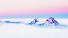 Load image into Gallery viewer, Pastel Color Mountain View on Top of Clouds Wall Mural. Peel and Stick Wallpaper / Removable Wall Mural. #6402
