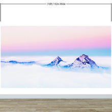 Load image into Gallery viewer, Pastel Color Mountain View on Top of Clouds Wall Mural. Peel and Stick Wallpaper / Removable Wall Mural. #6402
