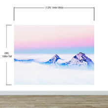 Load image into Gallery viewer, Pastel Color Mountain View on Top of Clouds Wall Mural. Peel and Stick Wallpaper / Removable Wall Mural. #6402
