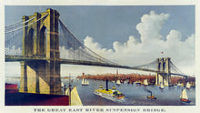 Load image into Gallery viewer, Vintage Brooklyn Bridge Illustration Wallpaper Mural - The Great East River Suspension Bridge. #6408
