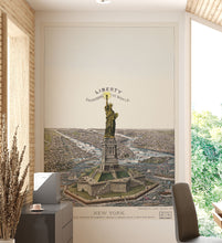 Cargar imagen en el visor de la galería, Vintage Illustration of the Statue of Liberty Wall Mural. The Great Bartholdi Statue, Liberty Enlightening the World Peel and Stick Wallpaper. #6409
