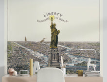 Cargar imagen en el visor de la galería, Vintage Illustration of the Statue of Liberty Wall Mural. The Great Bartholdi Statue, Liberty Enlightening the World Peel and Stick Wallpaper. #6409
