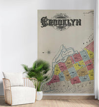 Cargar imagen en el visor de la galería, Retro Vintage Map of Brooklyn New York Wall Mural. 1888 Map of NYC Peel and Stick Wallpaper. #6410
