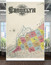 Cargar imagen en el visor de la galería, Retro Vintage Map of Brooklyn New York Wall Mural. 1888 Map of NYC Peel and Stick Wallpaper. #6410
