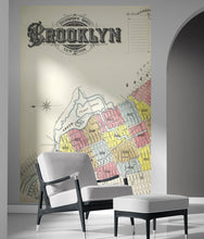 Cargar imagen en el visor de la galería, Retro Vintage Map of Brooklyn New York Wall Mural. 1888 Map of NYC Peel and Stick Wallpaper. #6410
