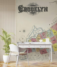 Cargar imagen en el visor de la galería, Retro Vintage Map of Brooklyn New York Wall Mural. 1888 Map of NYC Peel and Stick Wallpaper. #6410
