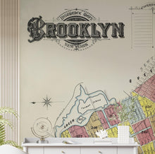 Cargar imagen en el visor de la galería, Retro Vintage Map of Brooklyn New York Wall Mural. 1888 Map of NYC Peel and Stick Wallpaper. #6410
