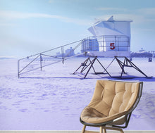 Load image into Gallery viewer, Lifeguard Tower on Pensacola Beach Wall Mural. Pastel Color Theme Peel and Stick Wallpaper. #6415
