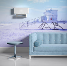 Load image into Gallery viewer, Lifeguard Tower on Pensacola Beach Wall Mural. Pastel Color Theme Peel and Stick Wallpaper. #6415
