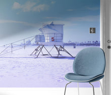 Load image into Gallery viewer, Lifeguard Tower on Pensacola Beach Wall Mural. Pastel Color Theme Peel and Stick Wallpaper. #6415
