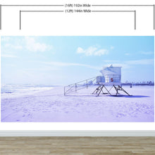 Load image into Gallery viewer, Lifeguard Tower on Pensacola Beach Wall Mural. Pastel Color Theme Peel and Stick Wallpaper. #6415
