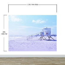 Load image into Gallery viewer, Lifeguard Tower on Pensacola Beach Wall Mural. Pastel Color Theme Peel and Stick Wallpaper. #6415
