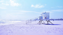 Load image into Gallery viewer, Lifeguard Tower on Pensacola Beach Wall Mural. Pastel Color Theme Peel and Stick Wallpaper. #6415
