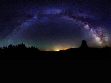 Load image into Gallery viewer, Milky Way Galaxy Stars Wall Mural. Starry Night Over Devils Tower National Monument Park. #6416
