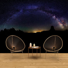 Load image into Gallery viewer, Milky Way Galaxy Stars Wall Mural. Starry Night Over Devils Tower National Monument Park. #6416
