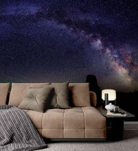 Cargar imagen en el visor de la galería, Milky Way Galaxy Stars Wall Mural. Starry Night Over Devils Tower National Monument Park. #6416
