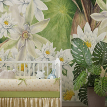 Cargar imagen en el visor de la galería, Botanical Flower Wall Mural. Color Pencil Artwork of Flower Garden Peel and Stick Wallpaper. Paradise Botanical Flowers and Leave Black Background. #6426
