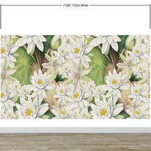 Cargar imagen en el visor de la galería, Botanical Flower Wall Mural. Color Pencil Artwork of Flower Garden Peel and Stick Wallpaper. Paradise Botanical Flowers and Leave Black Background. #6426
