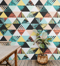 Carregar imagem no visualizador da galeria, Triangle Geometric Abstract Palm Tree Leaves Pattern Wall Mural. #6431
