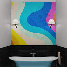 Cargar imagen en el visor de la galería, Abstract Retro Rainbow Color Curve Pattern Wall Mural. #6433
