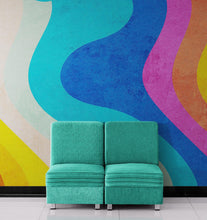 Carregar imagem no visualizador da galeria, Abstract Retro Rainbow Color Curve Pattern Wall Mural. #6433
