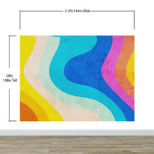 Cargar imagen en el visor de la galería, Abstract Retro Rainbow Color Curve Pattern Wall Mural. #6433
